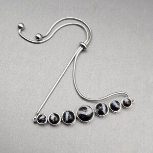Sterling Silver 925 Natural White Buffalo Turquoise Bracelet Adjustable Slide